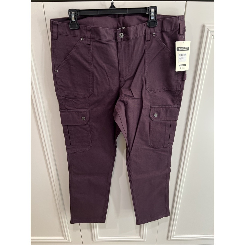 Duluth Flex Fire Hose Slim Leg Cargo Pants Women's Size 14 X 29 Elderberry Work - Picture 3 of 9